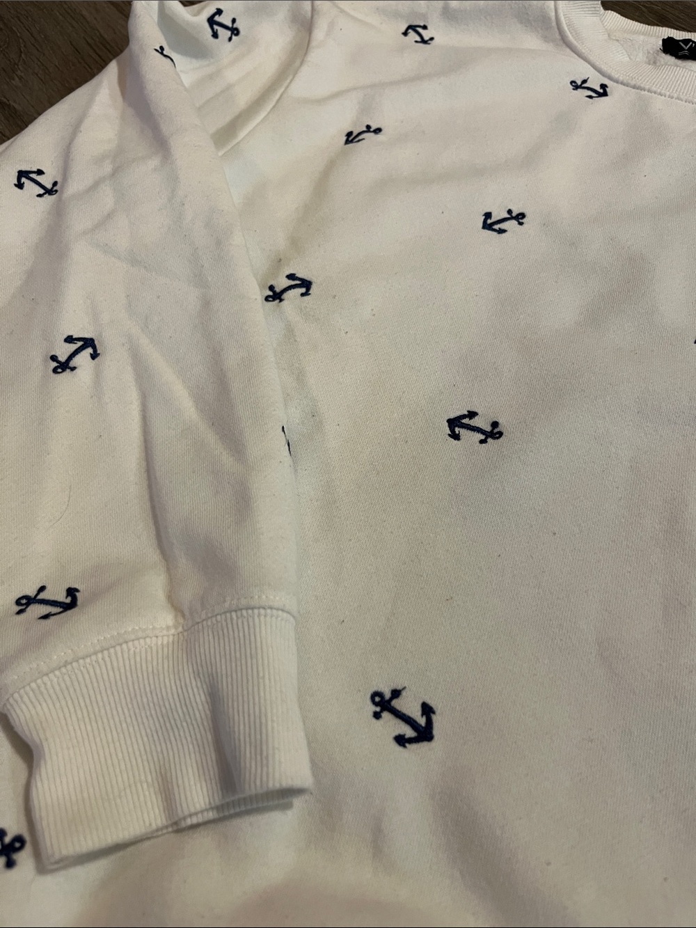 White Anchor Embroidered Crewneck Sweater - Picture 4 of 6